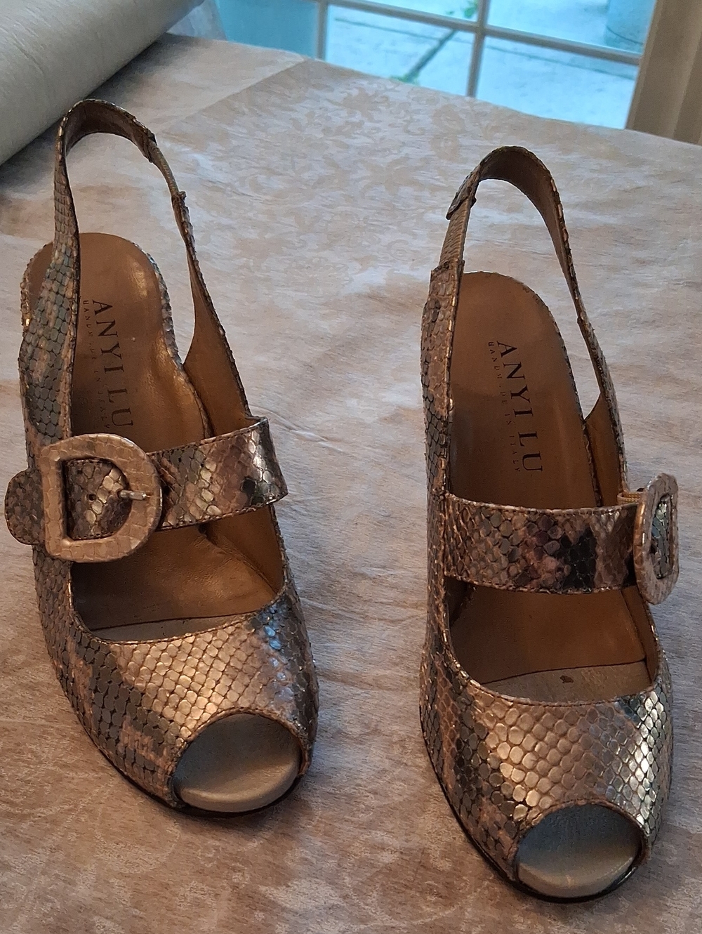 Anyi Lu Made in Italy Reptile Print Leather Shoes Size  37